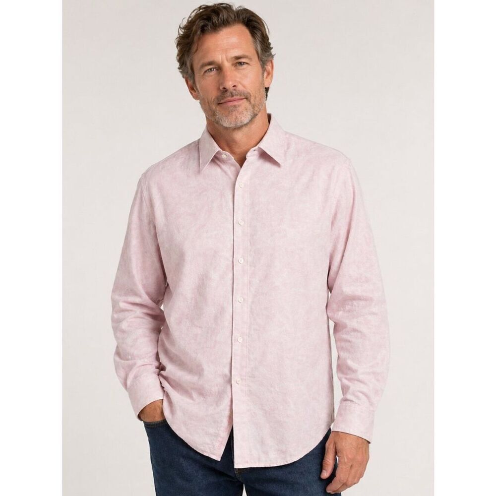 Robert Graham 2XL Linen Cotton Pink Embroidered Button Down Shirt